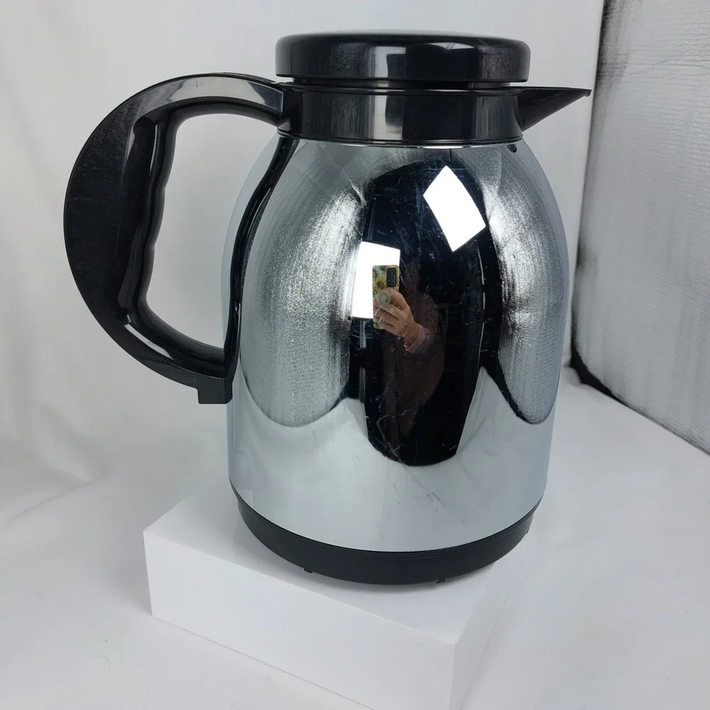 COFFEE POT REPLACEMENT Thermal Carafe Chrome 10–12 Cup Brew‎ & Pour Lid